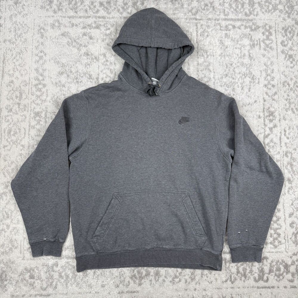 VTG Nike Sportswear Men's Solo Swoosh Pullover Hoodie Charcoal Gray Size Large